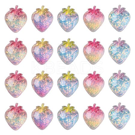 25Pcs 5 Colors Transparent Resin Fruit Decoden Cabochons RESI-CJ0004-16-1