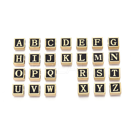 26Pcs 26 Styles 304 Stainless Steel Black Enamel Square Spacer Bars STAS-T073-58G-1