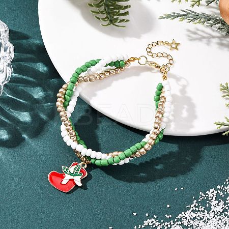 Christmas Alloy Enamel Charm Bracelets BJEW-JB12482-02-1