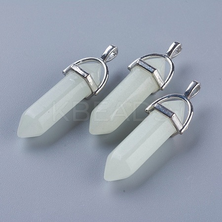 Synthetic Luminous Stone Double Terminated Pointed Pendants G-P359-03B-1