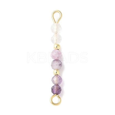 Faceted Round Natural Quartz Crystal & Amethyst & Lepidolite Beaded Connector Charms PALLOY-JF03530-07-1