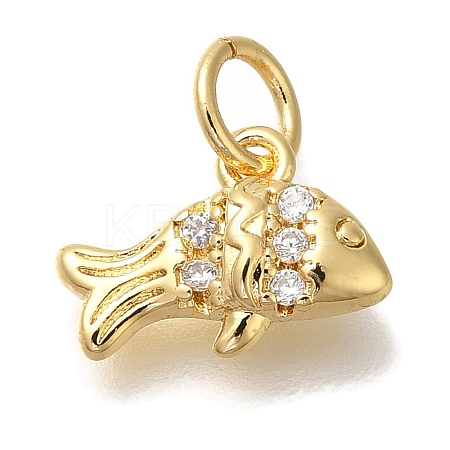 Rack Plating Brass Micro Pave Cubic Zirconia Charms KK-I720-10G-1