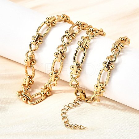 304 Stainless Steel Oval Textured Infinity Link Chain Necklaces for Women Men NJEW-K249-20A-G-1