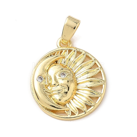 Brass Micro Pave Cubic Zirconia Pendants KK-P334-29G-1
