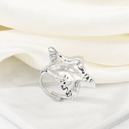 Anti-Tarnish 304 Stainless Steel Star Open Cuff Rings RJEW-M047-06P-1