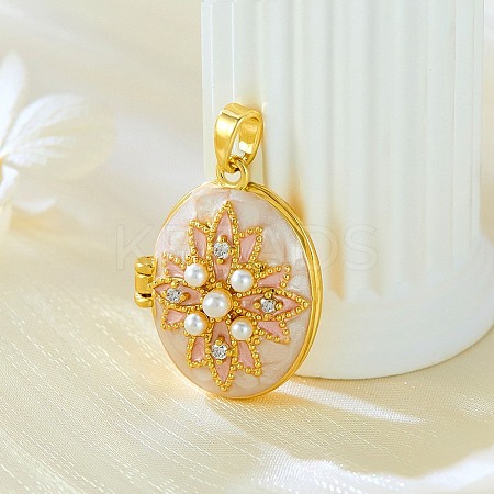 Brass Micro Pave Clear Cubic Zirconia Locket Pendants KK-F912-03G-1
