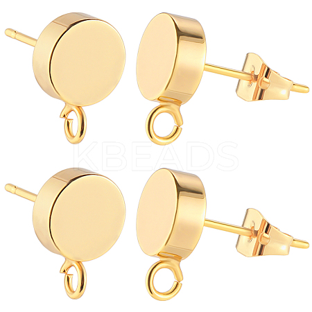 20Pcs Flat Round Brass Stud Earring Findings KK-BBC0013-96D-1
