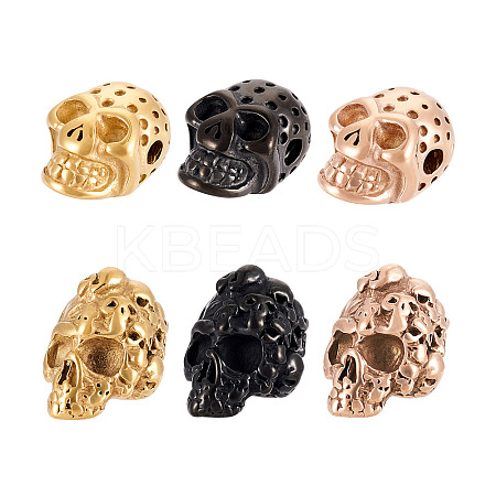 6Pcs 6 Style 304 Stainless Steel Beads STAS-PJ0001-28-1