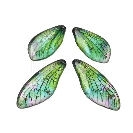4Pcs Transparent Epoxy Resin Butterfly Wings Pendants RESI-C057-04D-1