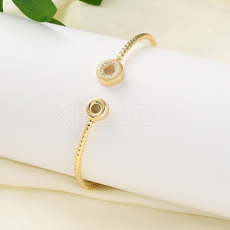 Clear Cubic Zirconia Open Cuff Bangle BJEW-G737-01G-02-1