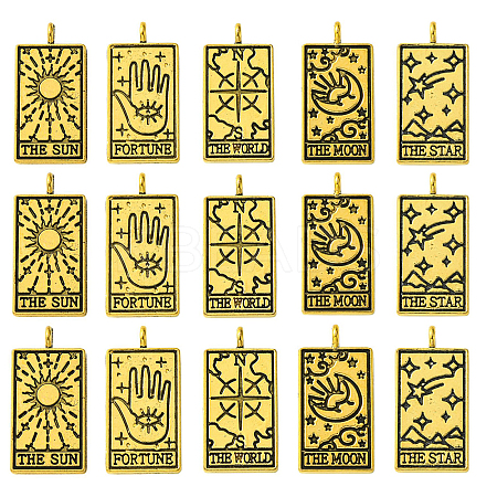 15Pcs 5 Styles Tibetan Style Alloy Pendants TIBEP-YW0001-76AG-1