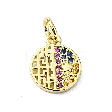 Brass Micro Pave Colorful Cubic Zirconia Pendants KK-H475-18G-03-1