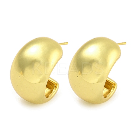 Rack Plating C-Shaped Brass Stud Earrings for Women EJEW-G410-55G-1