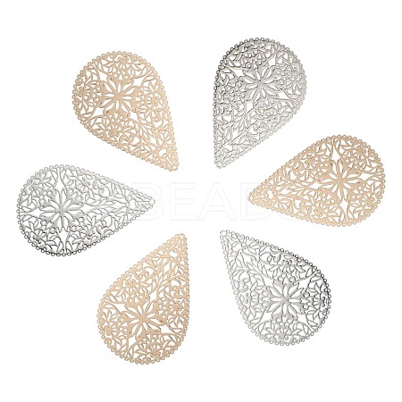 4Pcs 2 Colors Brass Filigree Joiner Links KKC-YW0001-02-1