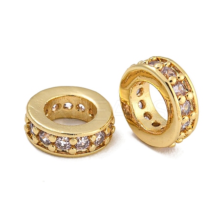Rack Plating Brass Micro Pave Clear Cubic Zirconia Beads KK-U030-32G-08-1