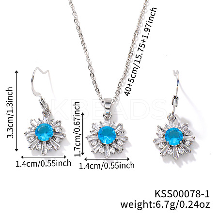 Brass Rhinestones Flower Jewelry Set EH2755-1-1