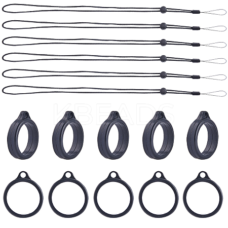 36Pcs Silicone Rings with 6Pcs Polyester Necklace Lanyard Anti-Loss Pendant Holder DIY-GF0008-08A-1