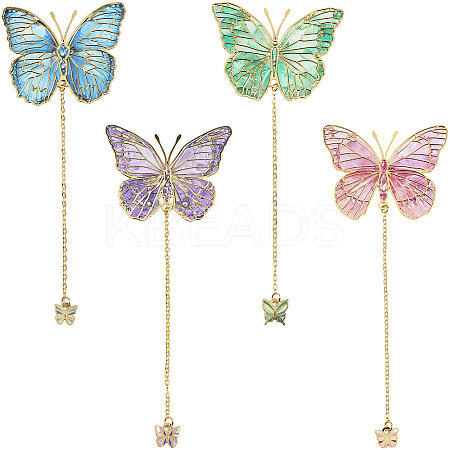 4Pcs 4 Colors Brass Bookmarks AJEW-CP0006-64-1