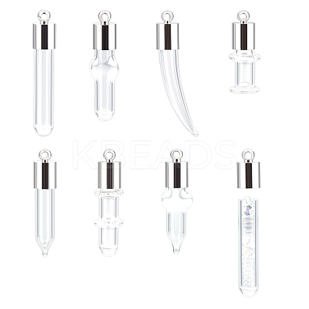 16 Sets 8 Style Transparent Glass Bottle Pendants GLAA-AR0001-26-1