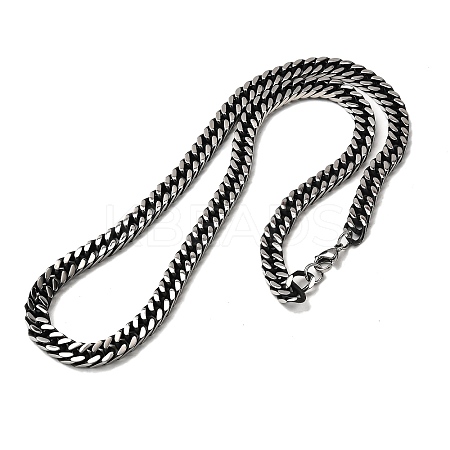 Non-Tarnish Men's 304 Stainless Steel Diamond Cut Cuban Link Chain Necklaces NJEW-L173-002A-P-1