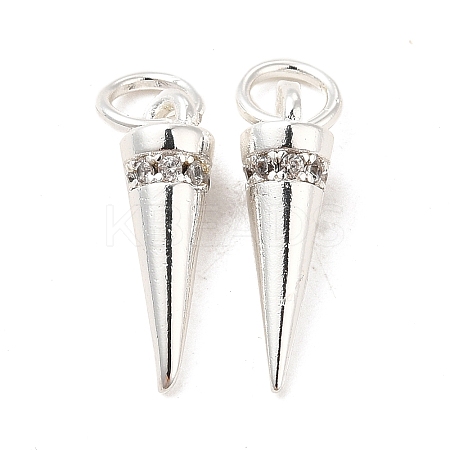Rack Plating Brass Micro Pave Cubic Zirconia Charms KK-E081-17S-1