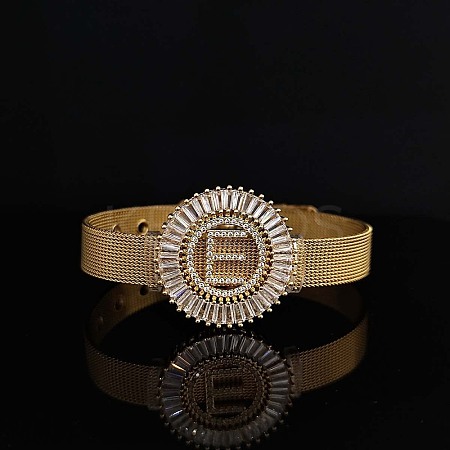 Brass Micro Pave Clear Cubic Zirconia Bangles for Women FS-WGA7409-05-1