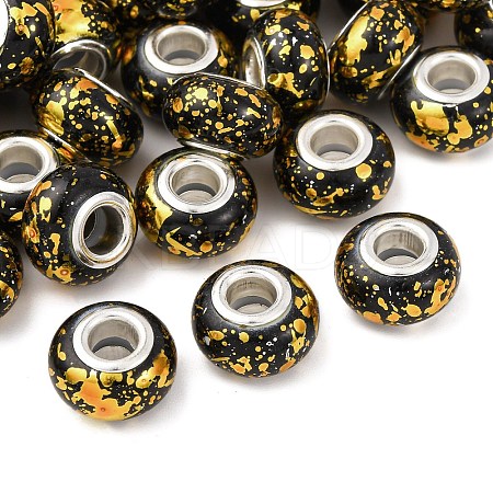 Opaque Resin Rondelle European Beads RESI-Z046-01C-1