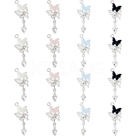 16Pcs 4 Colors Alloy Resin Pendants FIND-DC0008-09-1