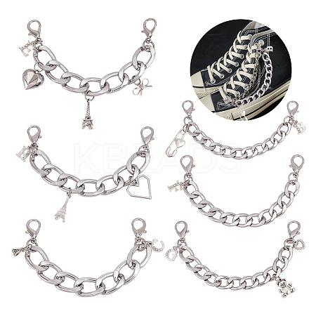 6Pcs 6 Styles Aluminum Canvas Shoes Chains FIND-GO00005-1