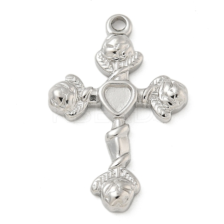 304 Stainless Steel Pendant Cabochon Settings STAS-M082-03P-1