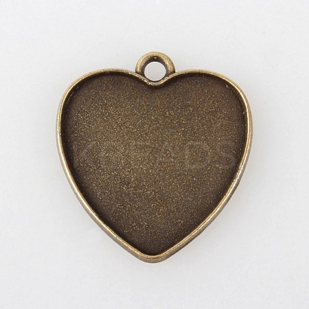 Vintage Tibetan Style Alloy Heart Pendant Cabochon Settings X-TIBEP-M018-145AB-NF-1