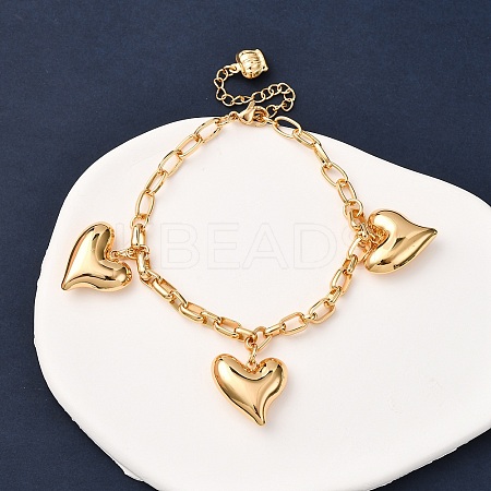304 Stainless Steel Heart Charms Bracelets BJEW-G758-02G-1