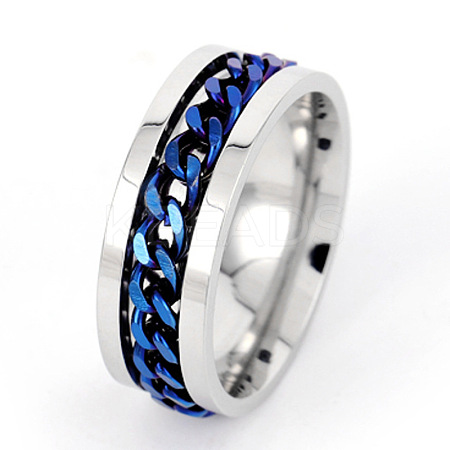 304 Stainless Steel Rotatable Chain Finger Rings for Men FS-WG60CA3-06-1