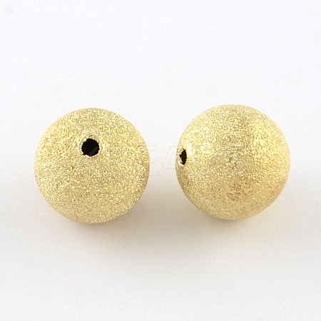 Brass Textured Beads KK-R012-8mm-G-1