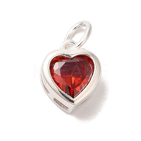 925 Sterling Silver Cubic Zirconia Heart Charms with Jump Rings FIND-U013-10S-03-1