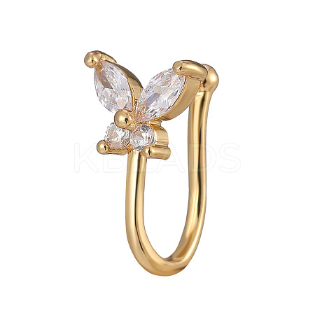 Brass Micro Pave Clear Cubic Zirconia Clip-on Nose Septum Rings WGE30AD-05-1