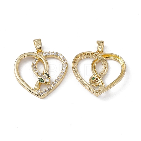 Brass Clear & Green Cubic Zirconia Pendants KK-E068-VA168-2-1