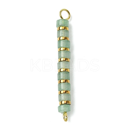 Natural Green Aventurine & Electroplated Synthetic Non-magnetic Hematite Heishi Connector Charms PALLOY-JF03291-02-1