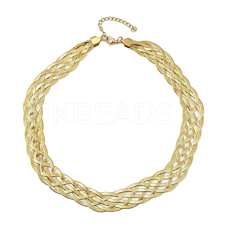 201 Stainless Steel Mesh Chain Necklaces NJEW-H085-01G-1