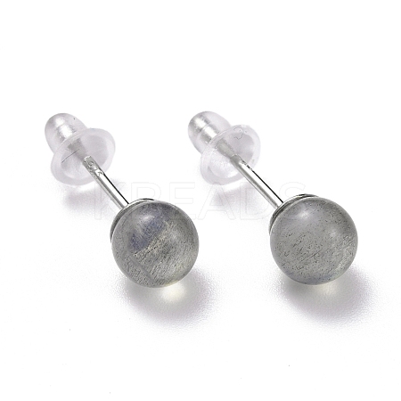 Crackle Round Moonstone Dainty Stud Earrings for Girl Women EJEW-M202-04B-1