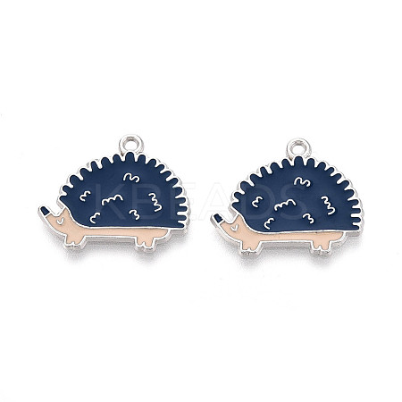 Rack Plating Alloy Enamel Hedgehog Pendants ENAM-T024-79A-P-1