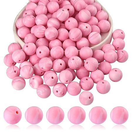 100Pcs Silicone Beads Round Rubber Bead 15MM Loose Spacer Beads for DIY Supplies Jewelry Keychain Making JX461A-1
