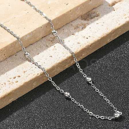 Brass Ball Cable Chain Necklaces for Women NJEW-M051-01P-1