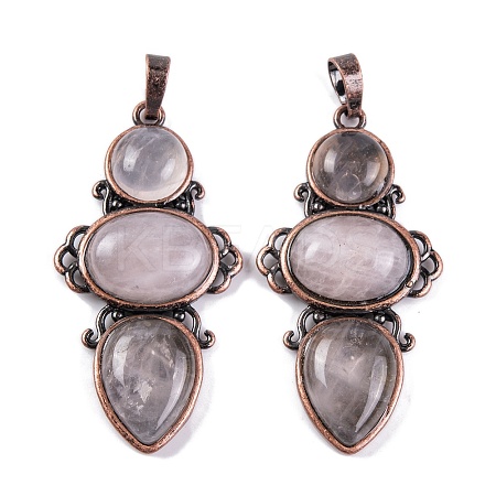 Natural Rose Quartz Pendants G-Q158-04-02-1