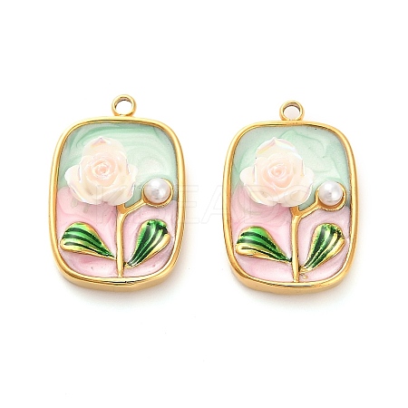304 Stainless Steel Enamel Pendants STAS-B084-13G-01-1