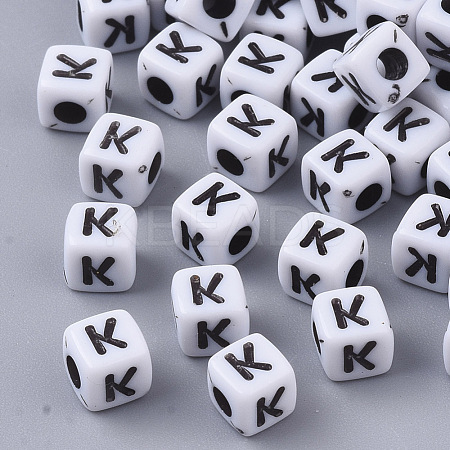 White Opaque Acrylic Beads MACR-R869-02K-1