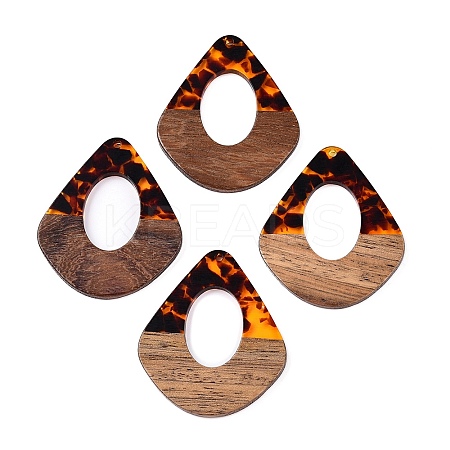 Transparent Resin and Walnut Wood Pendants RESI-T057-07D-1