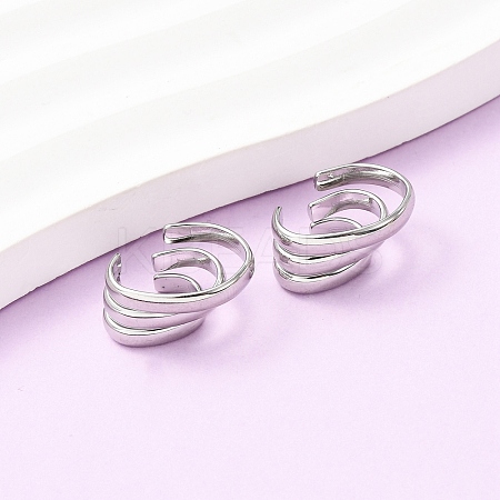 304 Stainless Steel Triple C-Shaped Cuff Earrings EJEW-K268-87P-1