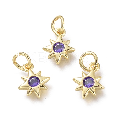 Brass Micro Pave Cubic Zirconia Pendants KK-P188-H06-G-1