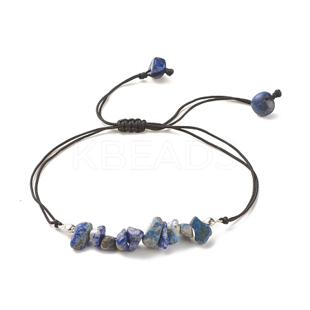 Natural Lapis Lazuli Chips Braided Bead Bracelet BJEW-JB08019-01-1